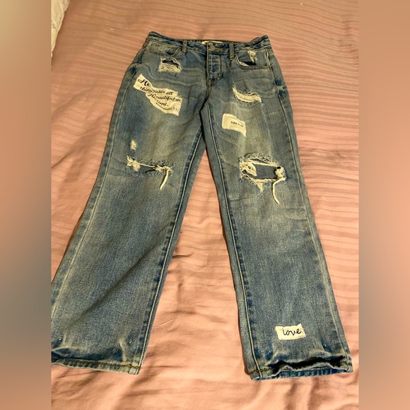 Original modded Scripture Jesus PACSUN Mom light Denim distressed Jeans 27w 23L - Picture 10 of 15